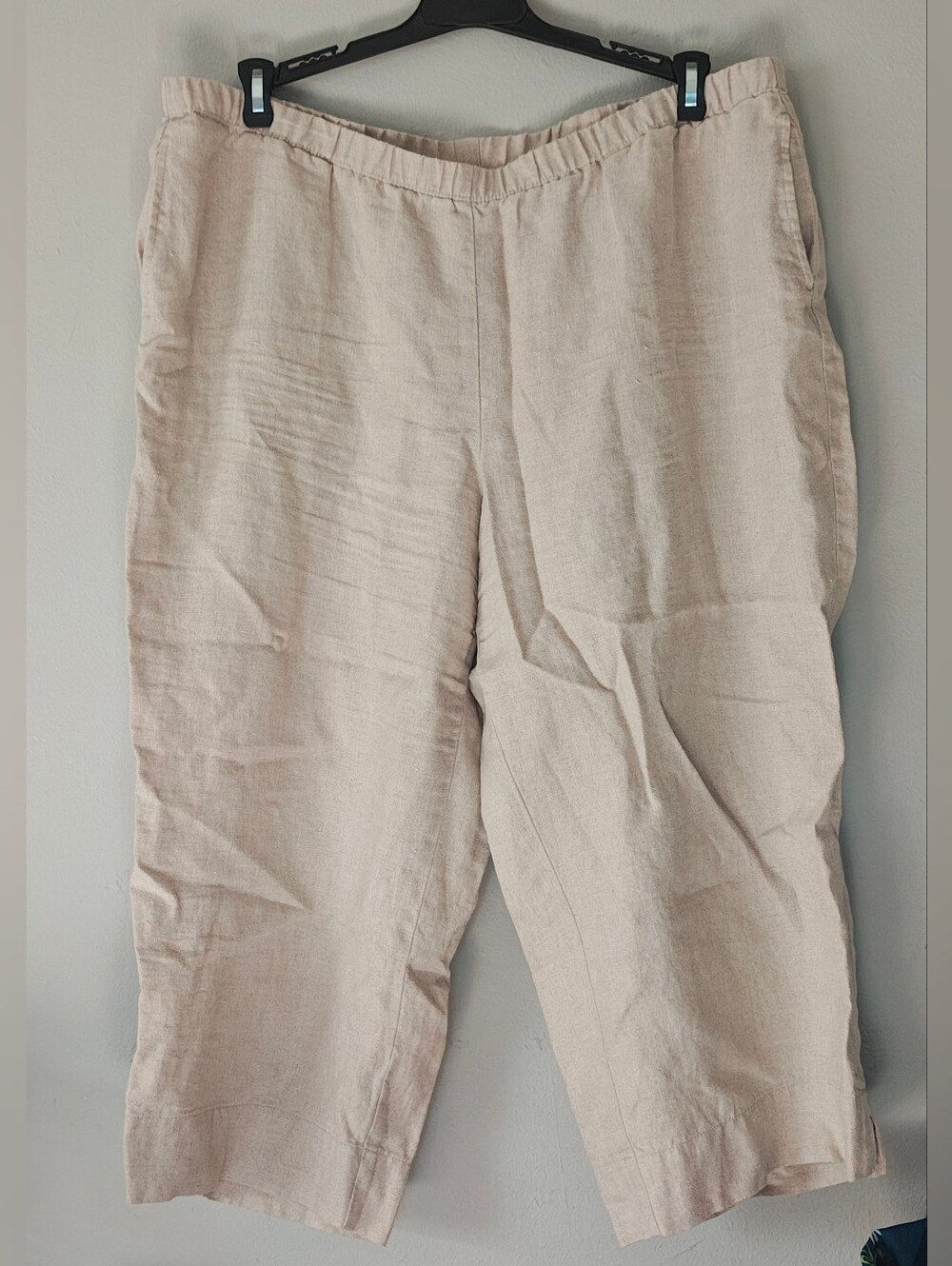J. Jill Light Beige Love Linen Elastic Waist Capri Pant Size Women's XL Petite